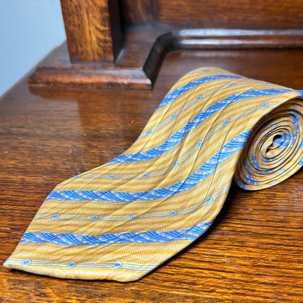 Faberge Striped Yellow And Blue Men's Silk Tie Handmade In Usa